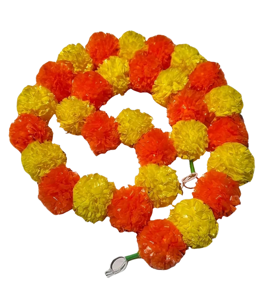 Artificial marigold flower string: Orange yellow